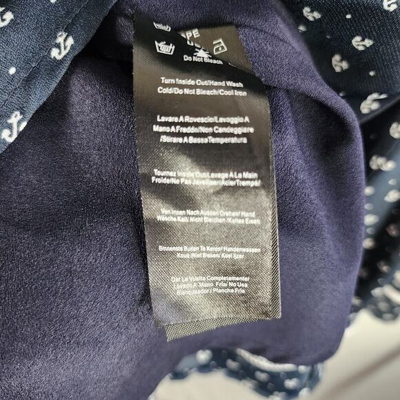 VooDoo Vixen Blue White Nauticle Print Button A-Line Midi Swing Skirt Size L - Picture 5 of 7